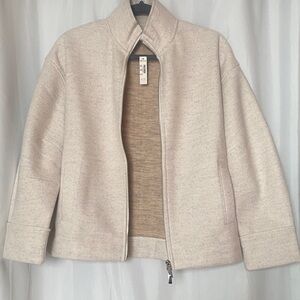 Madewell Relaxed Mockneck Knit Jacket in Cream NWT